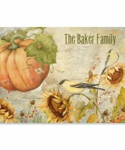 Pumpkin Sunflower Personalized Doormat