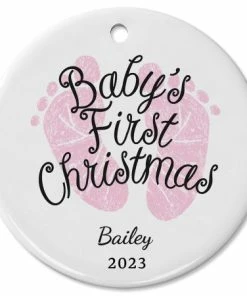 Baby Girl's First Ceramic Personalized Christmas Ornament