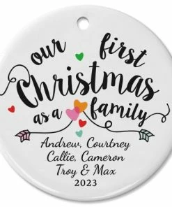 Family's First Christmas Ceramic Personalized Christmas Ornament