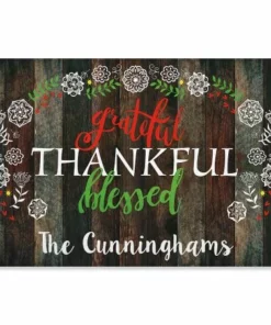 Grateful Personalized Thanksgiving Doormat