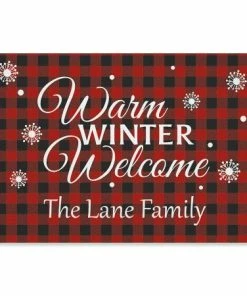 Buffalo Plaid Personalized Christmas Doormat