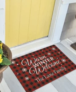 Buffalo Plaid Personalized Christmas Doormat -Department Store 617538 03