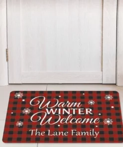 Buffalo Plaid Personalized Christmas Doormat -Department Store 617538 04