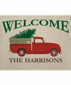 Red Truck Personalized Christmas Doormat