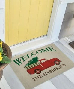 Red Truck Personalized Christmas Doormat 8 Red Truck Personalized Christmas Doormat -Department Store 617539 03