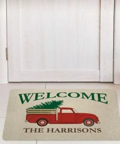 Red Truck Personalized Christmas Doormat 9 Red Truck Personalized Christmas Doormat -Department Store 617539 04