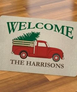 Red Truck Personalized Christmas Doormat 10 Red Truck Personalized Christmas Doormat -Department Store 617539 05 1