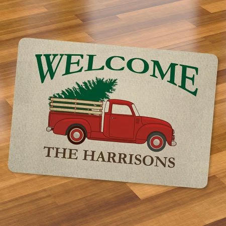 Red Truck Personalized Christmas Doormat 5 Red Truck Personalized Christmas Doormat - Image 5