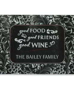 Good Food, Wine, And Friends Tempered Glass Cutting Board
