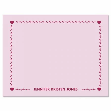Heart Border Personalized Note Cards 1 Heart Border Personalized Note Cards