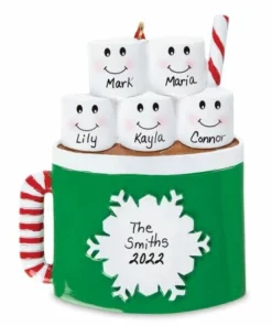 Marshmallow Mug Hand-Lettered Christmas Ornament -Department Store 618846 3 1 2