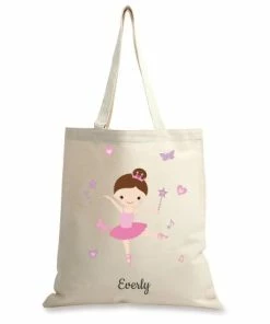 Brunette Ballerina Personalized Canvas Tote
