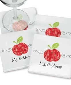 Red Apple Personalized Ceramic Coasters