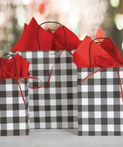 Black & White Plaid Gift Bags -Department Store 619757 05
