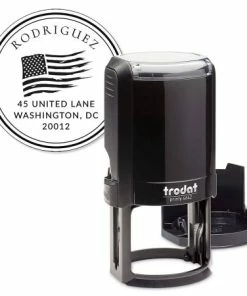 Patriotic Self-Inking Round Address Stamp