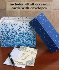 Blue Dots Greeting Card Organizer Box With Cards And Labels -Department Store 620616 06 1