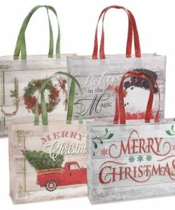 Rustic Christmas Large Shopping Tote Bags