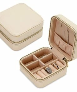 Cream Travel Jewelry Box
