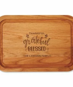 Thankful, Grateful, Blessed Engraved Wood Cutting Board