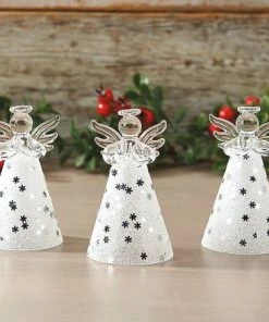 White Glitter Glass Angels