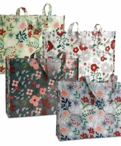 Winter Floral Large Shopping Tote Bags