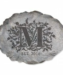 Personalized Floral Initial Garden Stone