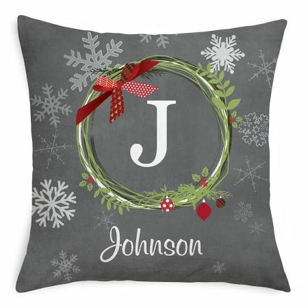 Christmas Wreath Personalized Pillow 1 Christmas Wreath Personalized Pillow
