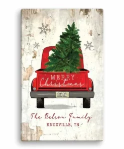 Christmas Personalized Red Truck Canvas