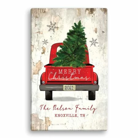 Christmas Personalized Red Truck Canvas 1 Christmas Personalized Red Truck Canvas