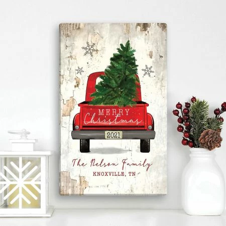 Christmas Personalized Red Truck Canvas 2 Christmas Personalized Red Truck Canvas - Image 2