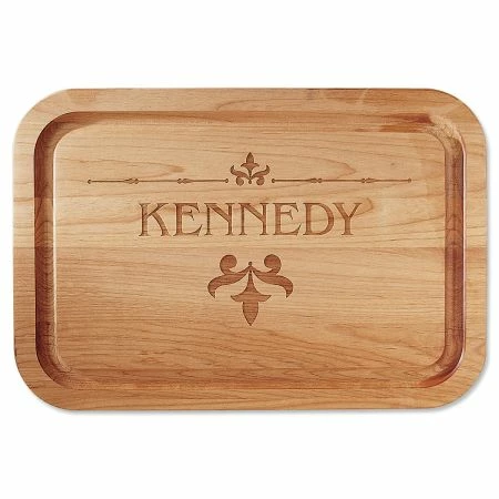 Fleur De Lis Red Alder Engraved Wood Cutting Board 1 Fleur De Lis Red Alder Engraved Wood Cutting Board