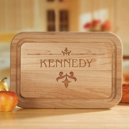 Fleur De Lis Red Alder Engraved Wood Cutting Board 6 Fleur De Lis Red Alder Engraved Wood Cutting Board - Image 6