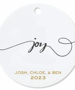 Personalized Joy Round Christmas Ornaments