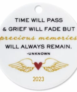 Time Will Pass Round Memorial Personalized Christmas Ornament