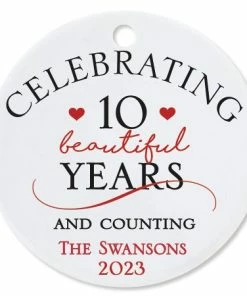 Celebrating Anniversary Ceramic Personalized Christmas Ornament