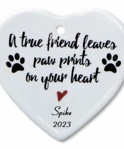 A True Friend Heart Pet Memorial Ceramic Personalized Christmas Ornament