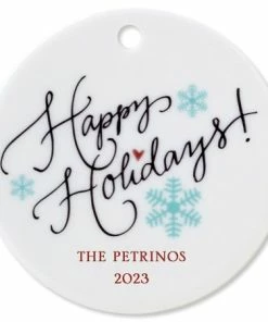 Happy Holidays Ceramic Personalized Christmas Ornament