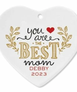 You Are The Best Mom Heart Ceramic Personalized Christmas Ornament