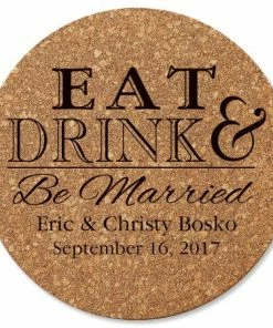Eat, Drink, And Be Married Round Cork Personalized Trivet