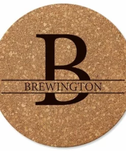 Initial And Last Name Round Cork Personalized Trivet