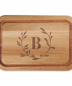 Circle Laurel Engraved Wood Cutting Board