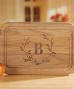 Circle Laurel Engraved Wood Cutting Board -Department Store 816974 06