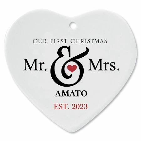 Mr. And Mrs. First Ceramic Personalized Christmas Ornament -Department Store 817360 2023
