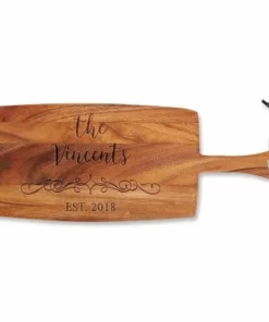 Vine-Design Engraved Wood Paddle Cutting Board
