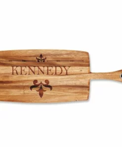 Fleur De Lis Engraved Wood Paddle Cutting Board