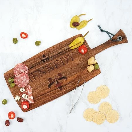 Fleur De Lis Engraved Wood Paddle Cutting Board 4 Fleur De Lis Engraved Wood Paddle Cutting Board - Image 4