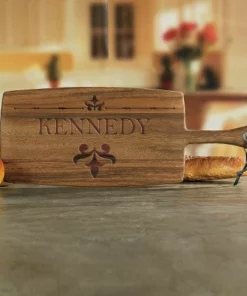 Fleur De Lis Engraved Wood Paddle Cutting Board 9 Fleur De Lis Engraved Wood Paddle Cutting Board -Department Store 817479 05