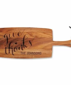Give Thanks Engraved Wood Paddle Cutting Board
