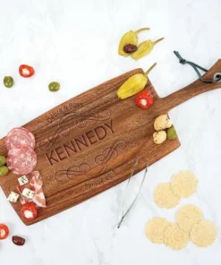 Scroll Engraved Wood Paddle Cutting Board -Department Store 817485 04