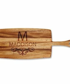 Last Name Scroll Engraved Wood Paddle Cutting Board